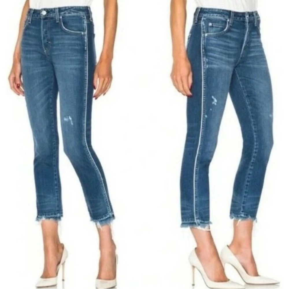 AMO “Babe” “Old School” Cropped Skinny Jeans with Piping
